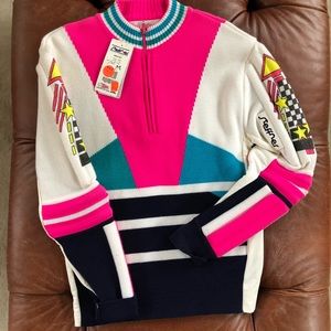 Vintage 8s Steffner Ski Sweater Neon 